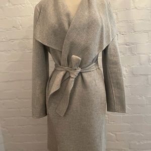 Zara 100% Wool Handmade Coat w/ Wraparound Collar